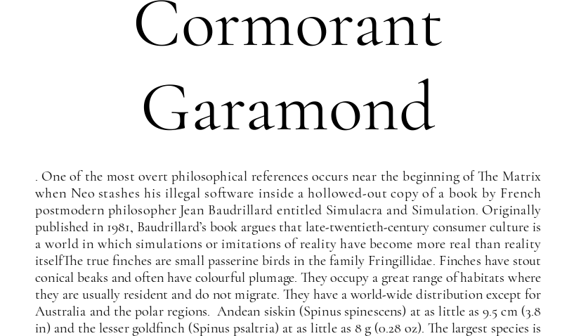 Font Cormorant Garamond