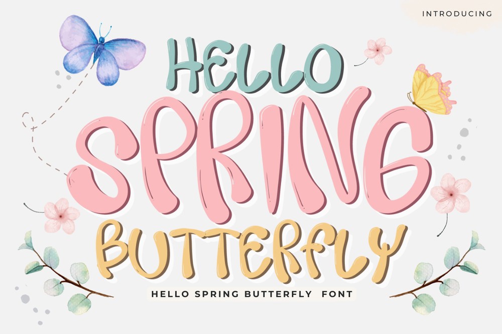 Font Hello Spring Butterfly