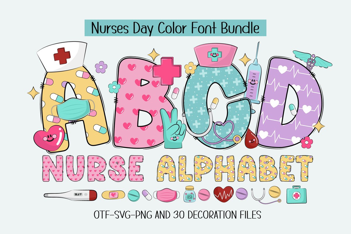 Font Nurse Alphabet: download and install on the WEB site