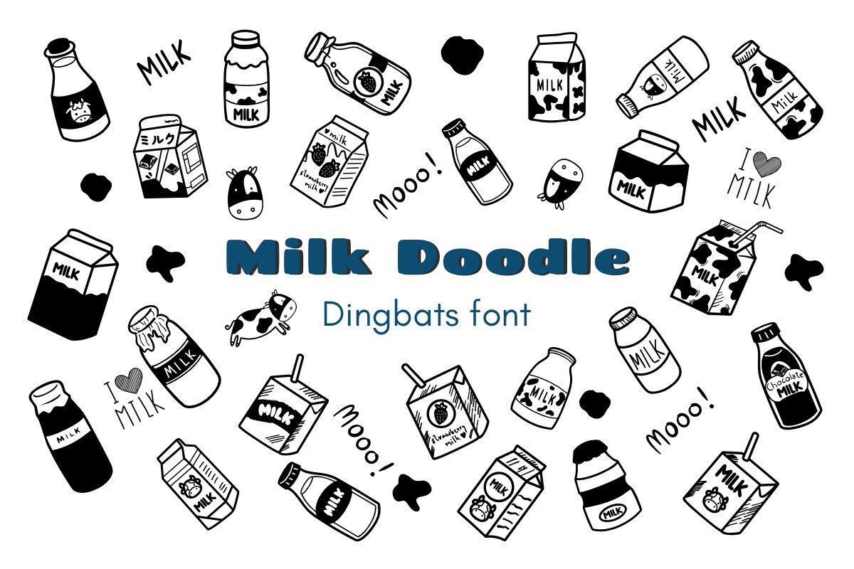 Font Milk Doodle: download and install on the WEB site