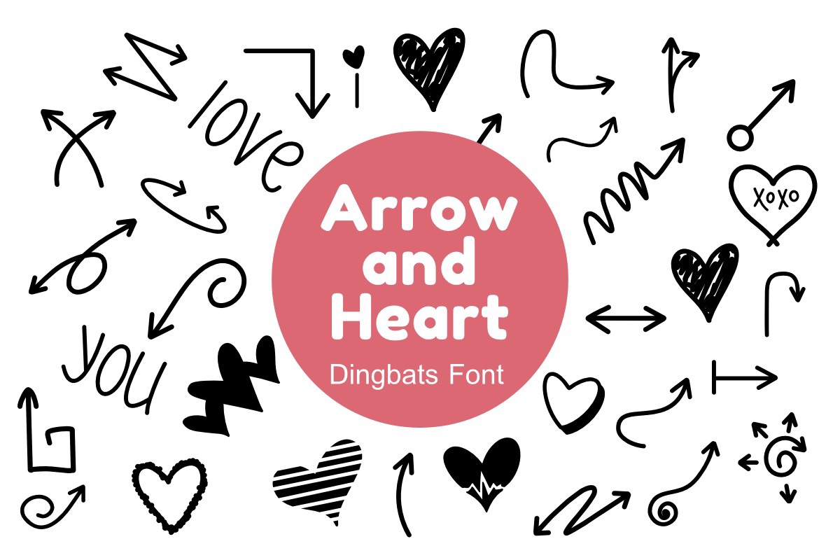 Font Arrow and Heart